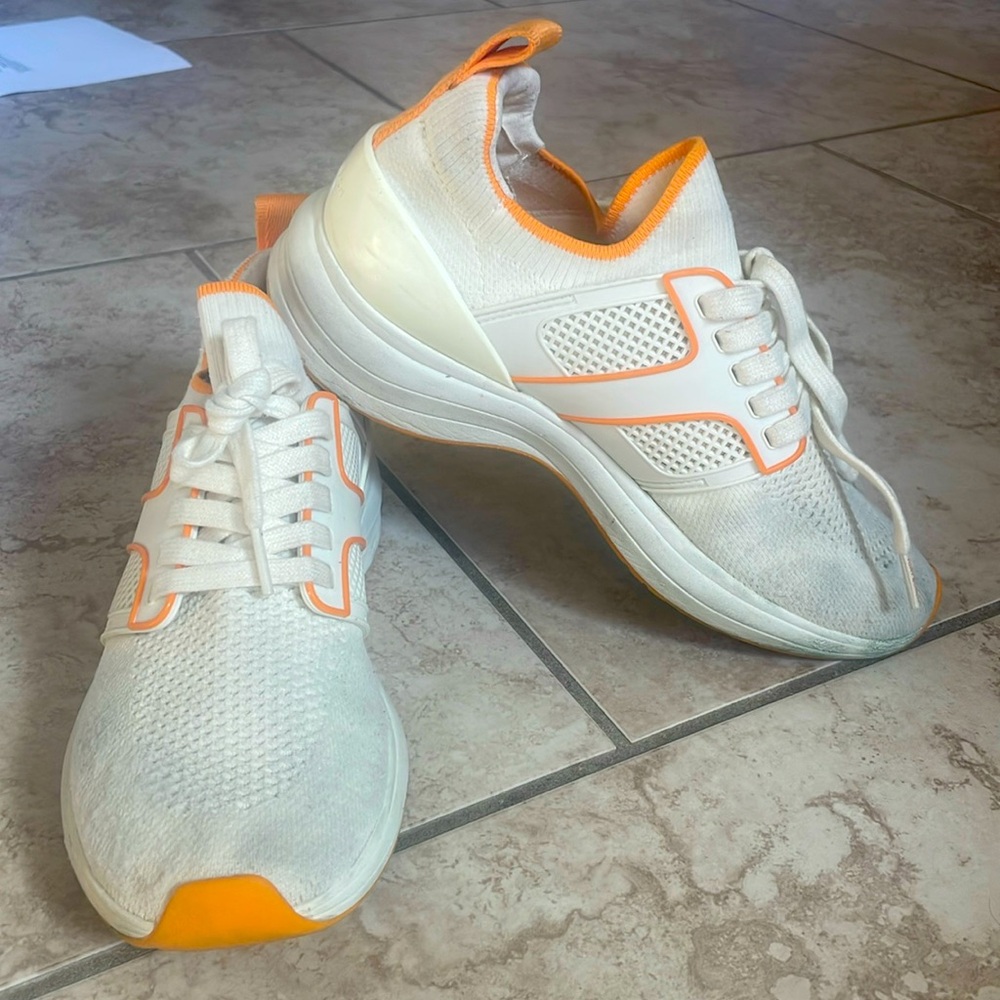 Tory Burch orange and white sneakers size 8.5